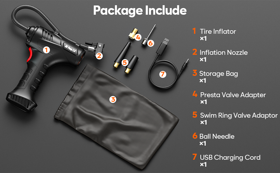 Air Pump 2.0 – 150 PSI Cordless Tire Inflator with Auto Shut-Off & LED Light - New 2025