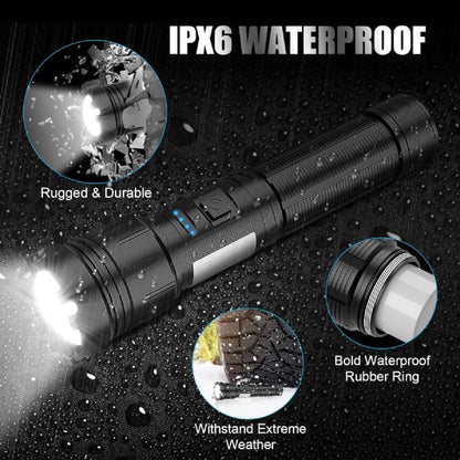 💡 10,000 Lumen Military-Grade Tactical LED Flashlight – Rechargeable, USB Portable 🔦