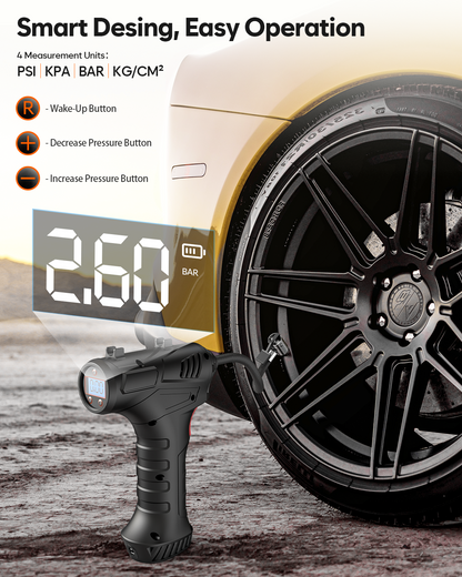 Air Pump 2.0 – 150 PSI Cordless Tire Inflator with Auto Shut-Off & LED Light - New 2025