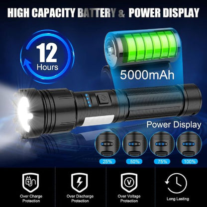 💡 10,000 Lumen Military-Grade Tactical LED Flashlight – Rechargeable, USB Portable 🔦