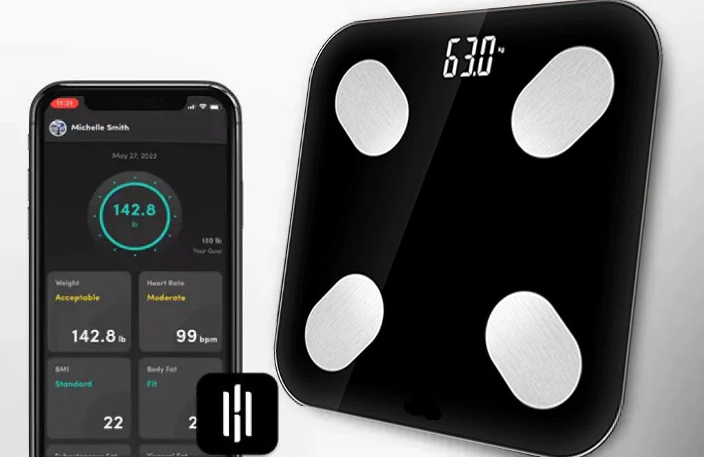 Nujoys Smart Scale - Track 18 Body Metrics with Free Mobile App for Ultimate Health Monitoring