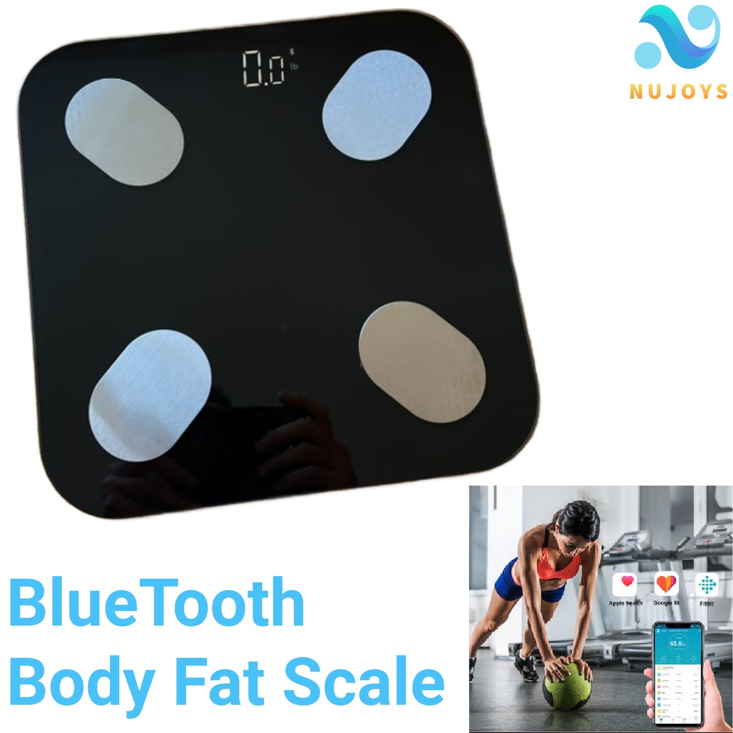 Nujoys Smart Scale - Track 18 Body Metrics with Free Mobile App for Ultimate Health Monitoring